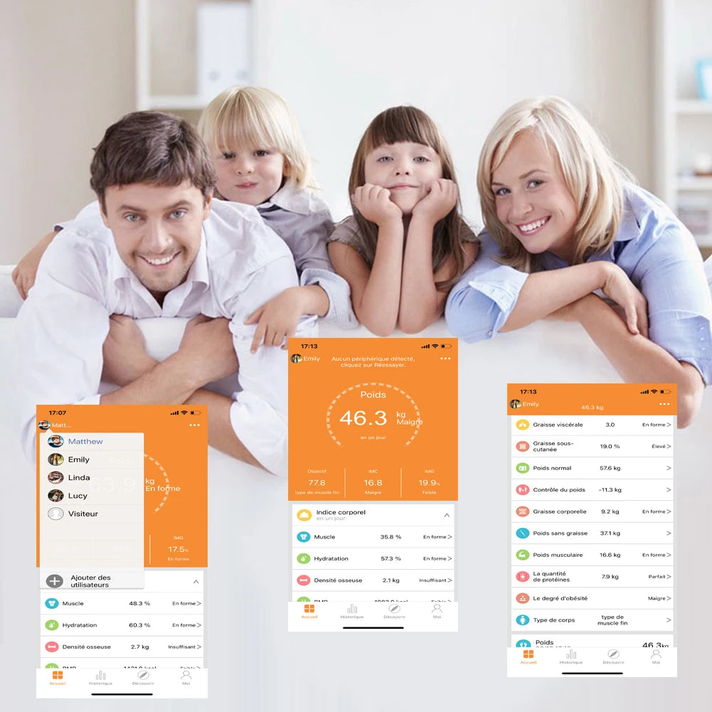 Bluetooth Body Fat Scale – Smart Home Weight Scale with BMR & Heart Rate Monitor (150kg Capacity)