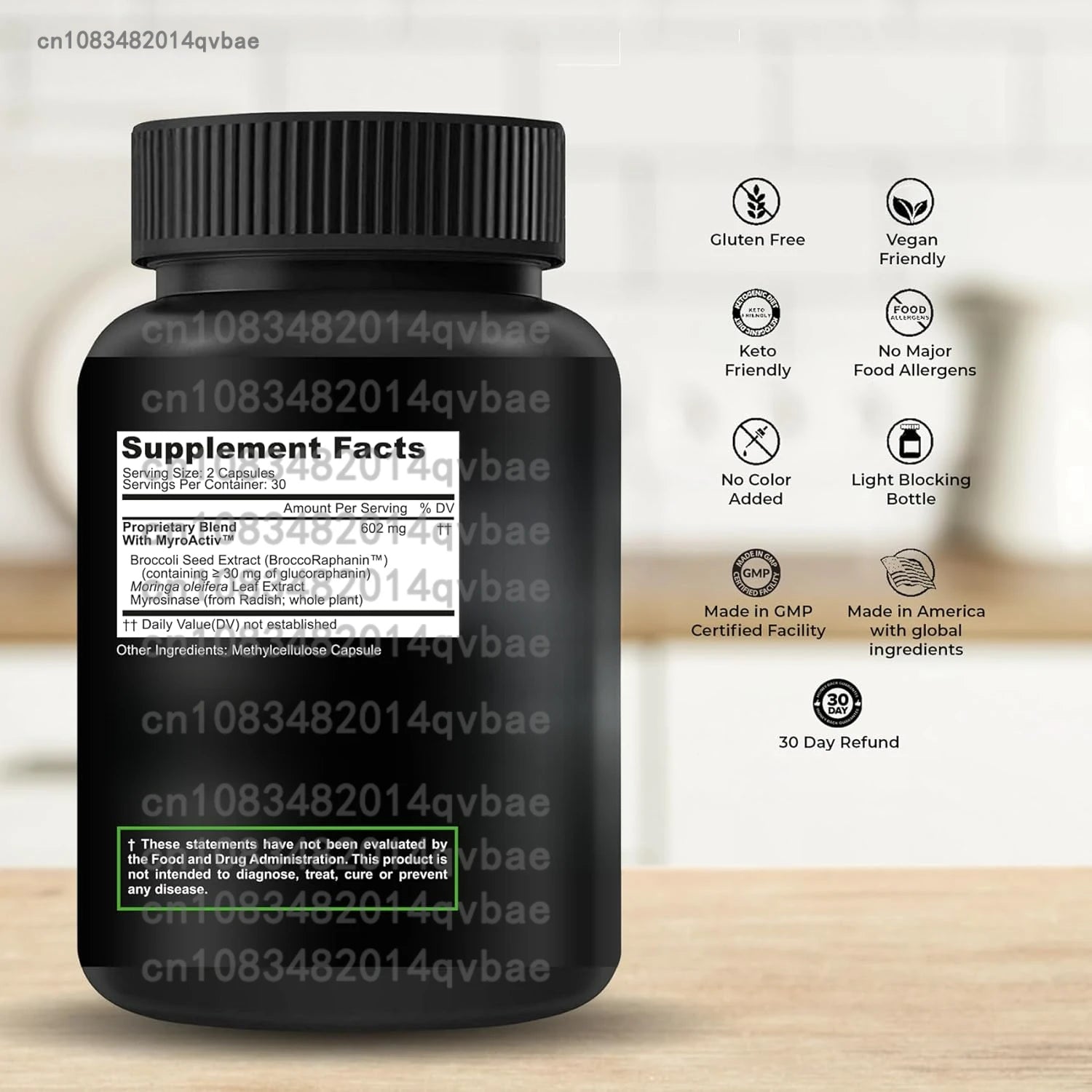 Sulforaphane+ 602mg - Containing Inosidase, Broccoli Seed Extract - Antioxidant Supplement  60 Capsules