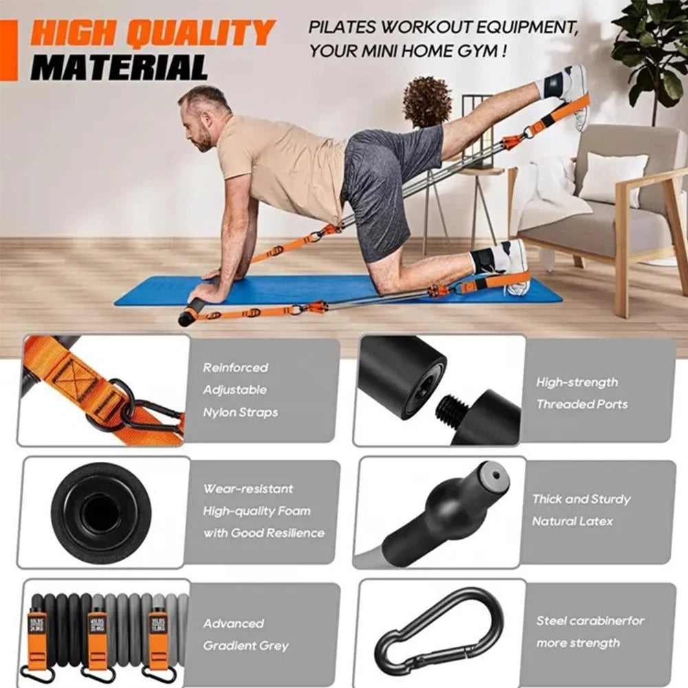 Workout Bar Fitness Resistance Bands Set Pilates Yoga Pull Rope Exercise Training Expander Strength Training Home Bodybuilding