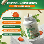 Cortisol Support Capsules with Ashwagandha Extract for Healthy Sleep, Stress Relief, energy regulation and Calm Balance 60/120PCS Bottle