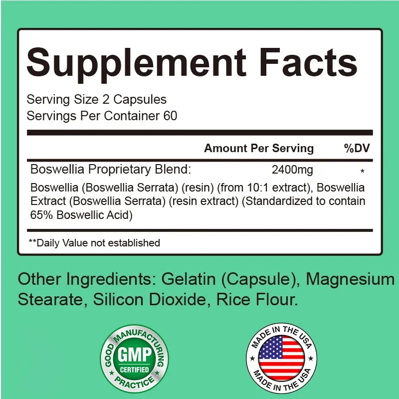 Boswellia Serrata Extract - supports joint comfort and mobility, helping maintain an active lifestyle.