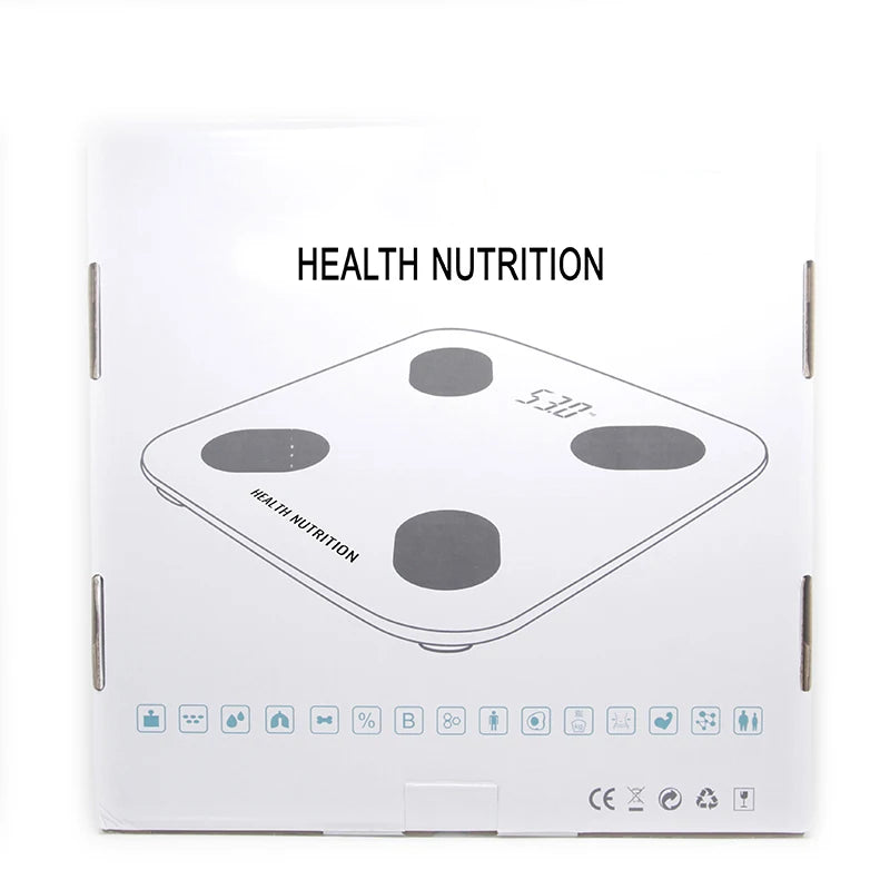 Bluetooth 2 Smart Body Composition Scale – Sleek Minimalist Design with BMR & Heart Rate Tracking