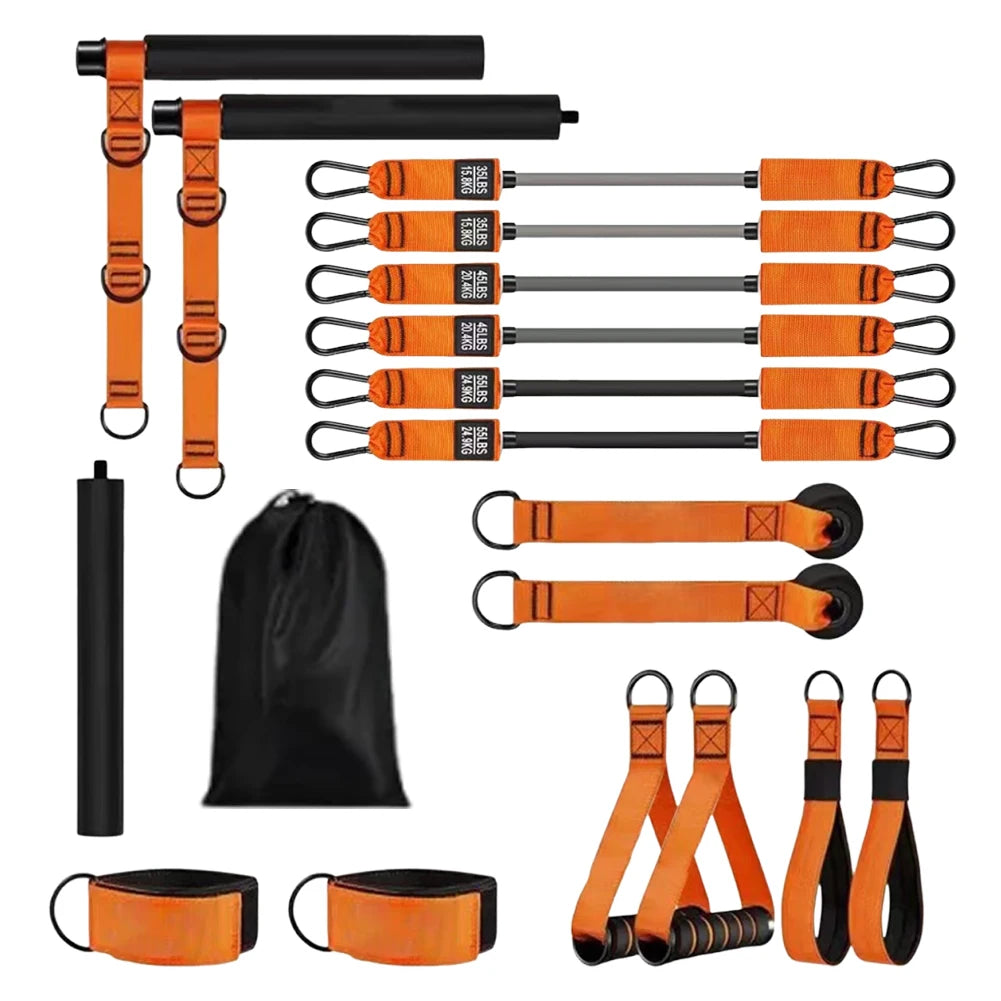 Workout Bar Fitness Resistance Bands Set Pilates Yoga Pull Rope Exercise Training Expander Strength Training Home Bodybuilding