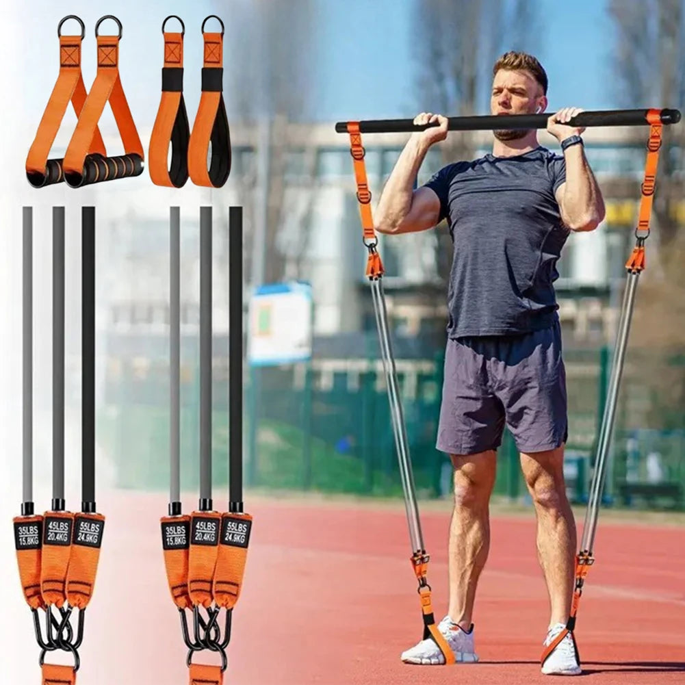 Workout Bar Fitness Resistance Bands Set Pilates Yoga Pull Rope Exercise Training Expander Strength Training Home Bodybuilding