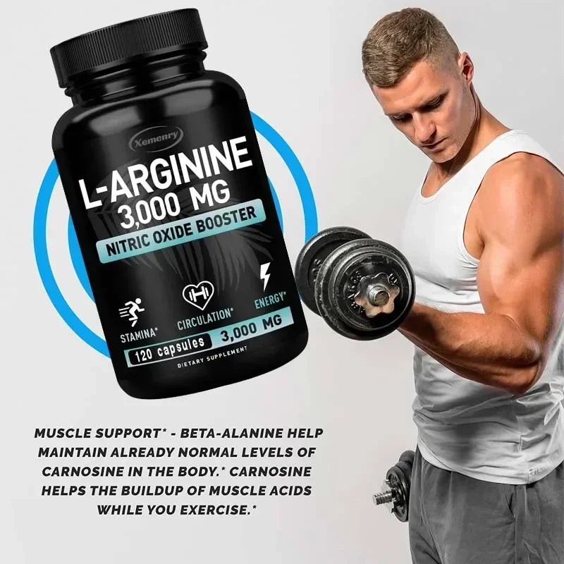 L-Arginine - Supports Muscle Growth, Promotes Blood Circulation, and Enhances Immunity, Improves Endurance and Performance