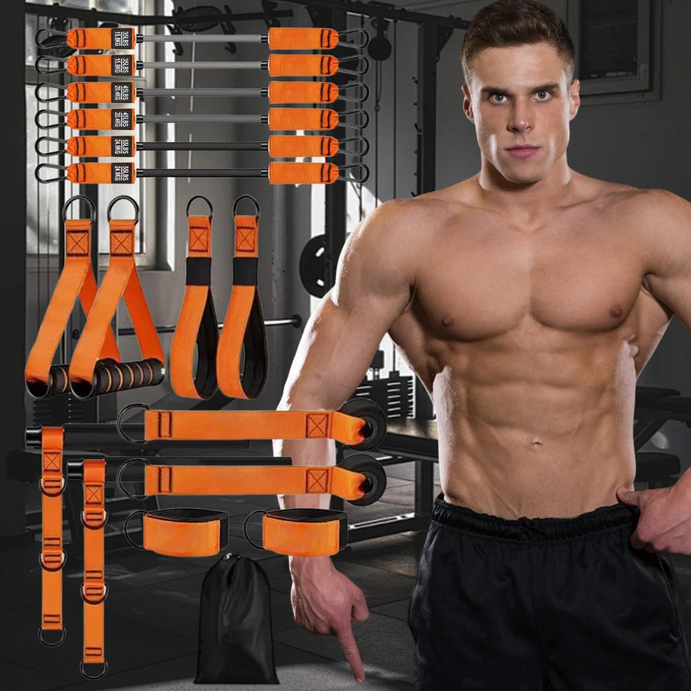 Workout Bar Fitness Resistance Bands Set Pilates Yoga Pull Rope Exercise Training Expander Strength Training Home Bodybuilding