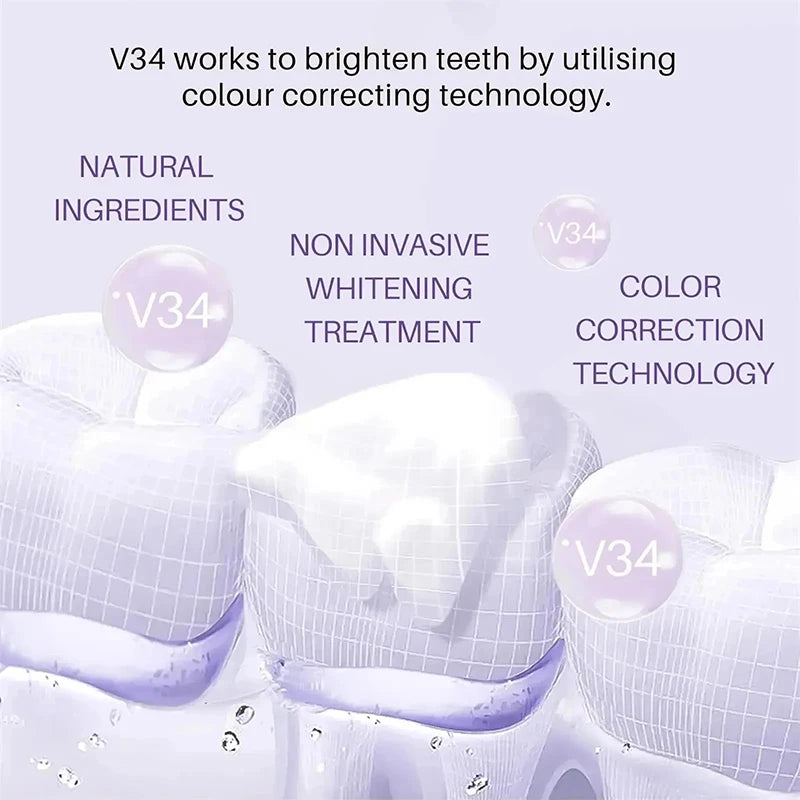 Toothpaste - 5D Teeth Whitening – Color Correction with V34 Purple Dye for Brighter, Whiter Teeth & Fresh Breath