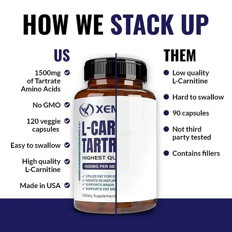 L-Carnitine Tartrate - Supports Metabolism, Boosts Natural Energy, Relieves Fatigue, and Maintains Overall Brain Health Vegan