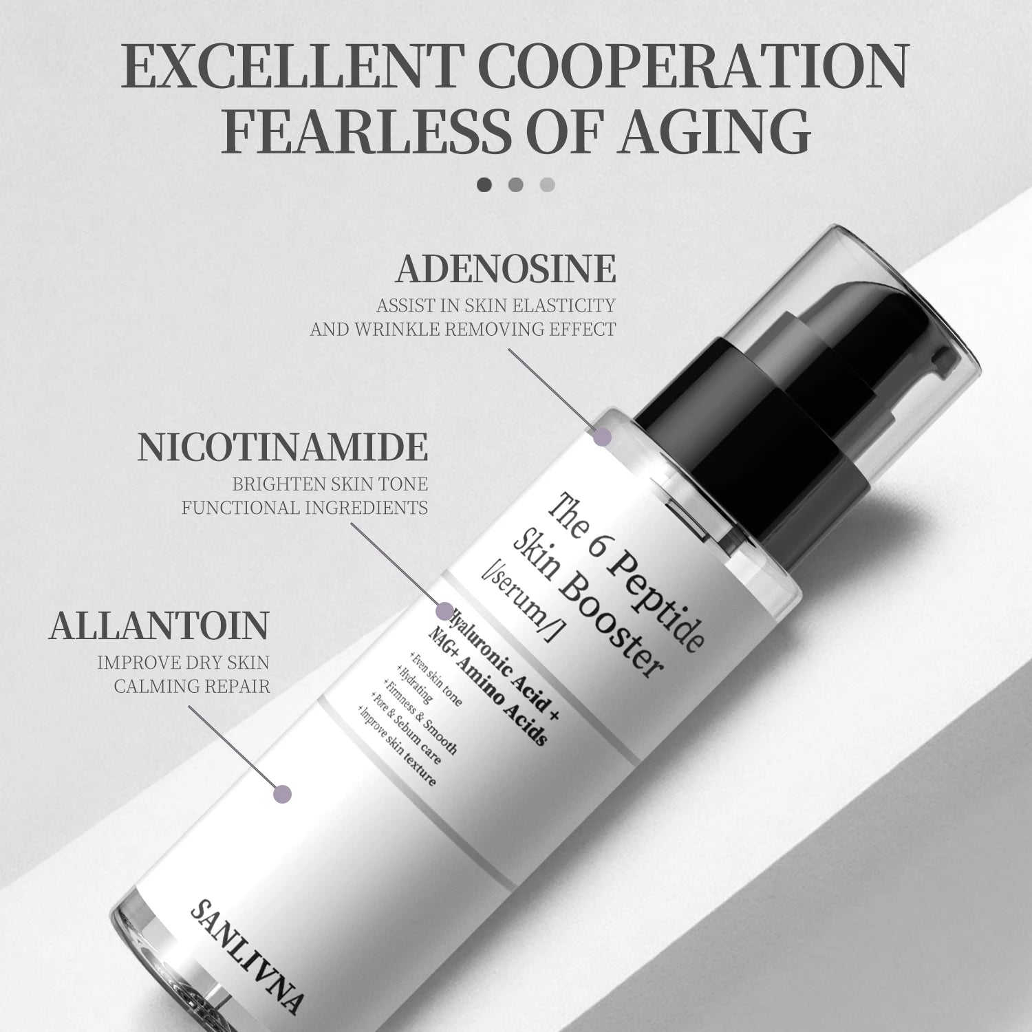 Facial Refreshing Skin Care - 6 Peptide Essence - Set Contains Collagen to Improve Fine Lines, Brighten Skin, Moisturize and Nourish