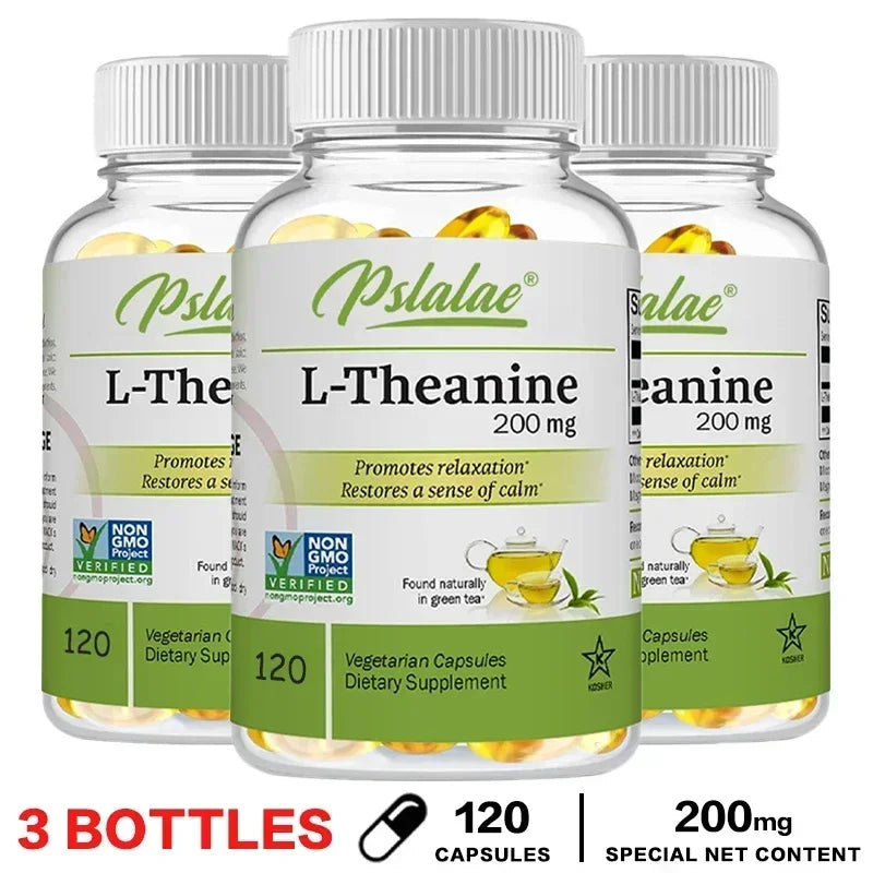 L-Theanine 200 Mg - A naturally occurring amino acid. Relieve Fatigue, Improve Negative Emotions, Relax The Body and Mind, and Improve Sleep Quality