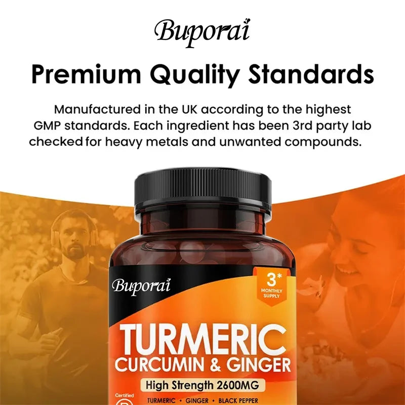 Turmeric, Ginger & Black Pepper 3-in-1 - 2600mg – Joint, Digestive & Immune Support