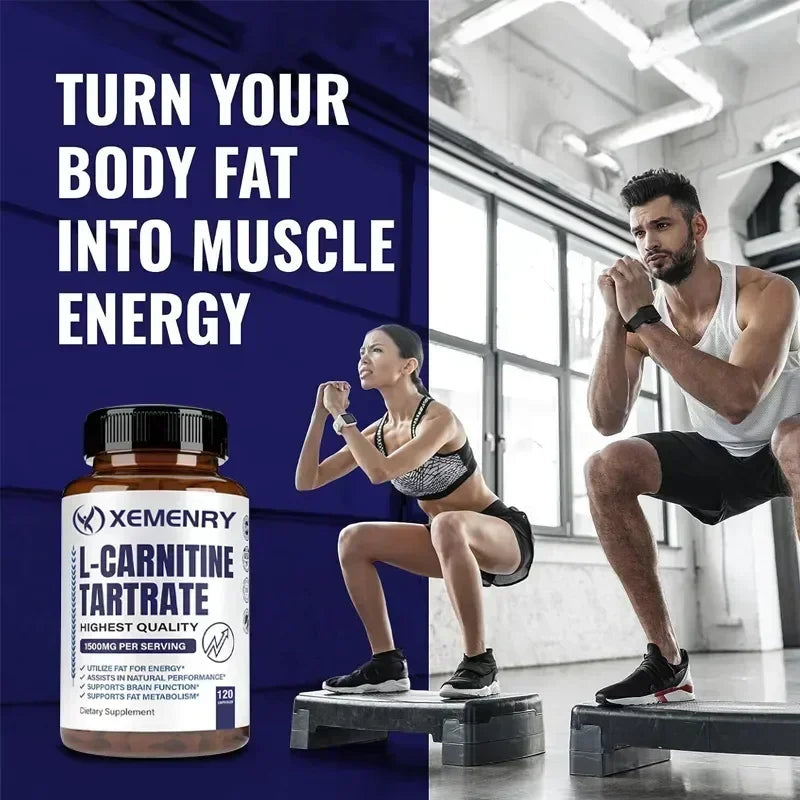L-Carnitine Tartrate - Supports Metabolism, Boosts Natural Energy, Relieves Fatigue, and Maintains Overall Brain Health Vegan