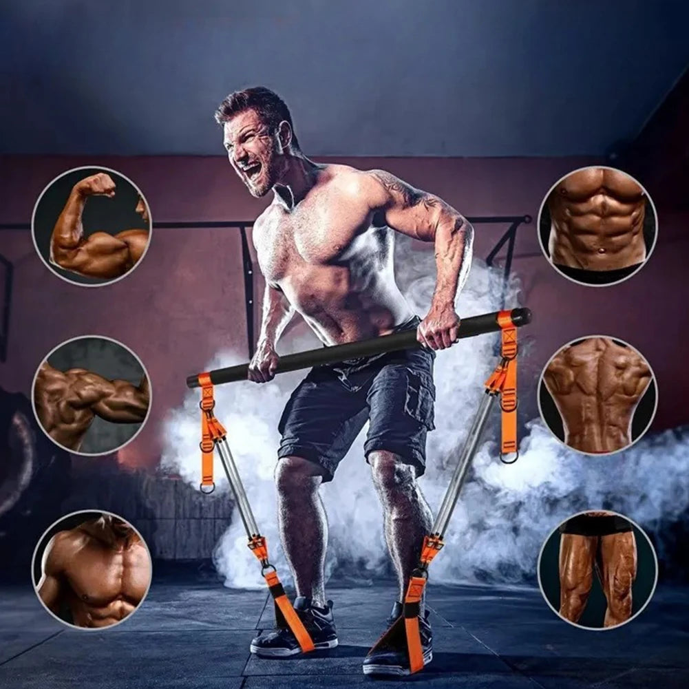 Workout Bar Fitness Resistance Bands Set Pilates Yoga Pull Rope Exercise Training Expander Strength Training Home Bodybuilding