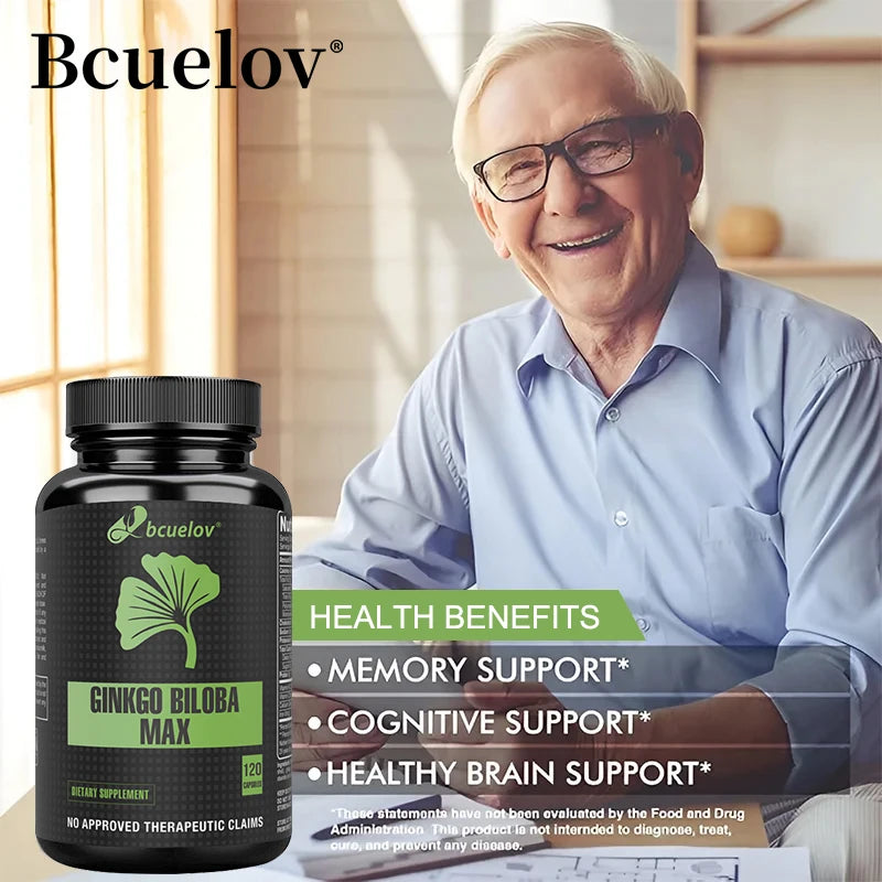 Ginkgo Biloba Capsules – Memory, Focus & Brain Function Support | Non-GMO Antioxidant Supplement